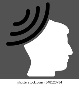 Radio Reception Mind vector pictogram. Style is flat graphic bicolor symbol, black and white colors, gray background.