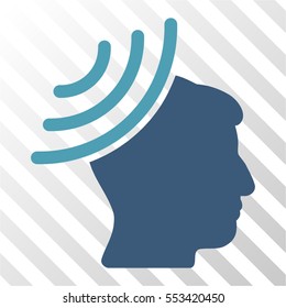 Radio Reception Mind vector pictogram. Illustration style is flat iconic bicolor cyan and blue symbol on a hatched transparent background.