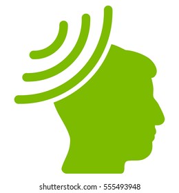 Radio Reception Mind vector pictogram. Style is flat graphic symbol, eco green color, white background.