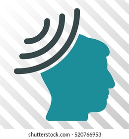 Radio Reception Mind vector pictograph. Illustration style is flat iconic bicolor soft blue symbol on a hatched transparent background.