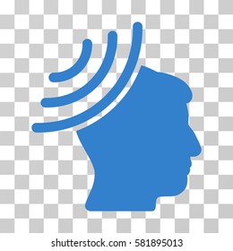 Radio Reception Mind vector pictograph. Illustration style is a flat iconic cobalt symbol on a transparent background.