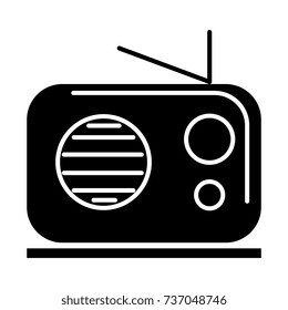 radio reciever icon, vector illustration, black sign on isolated background
