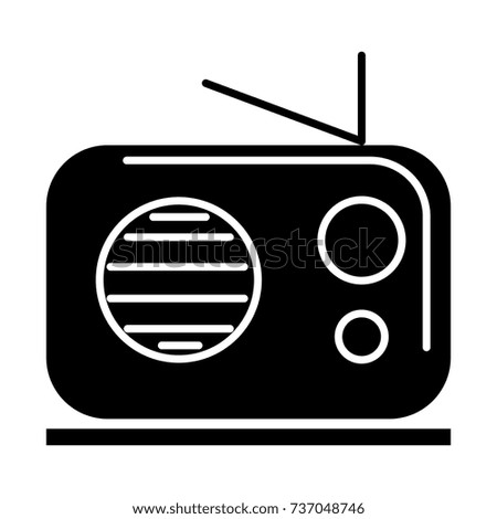 radio reciever icon, vector illustration, black sign on isolated background