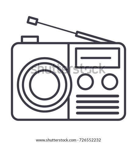 radio reciever sign vector line icon, sign, illustration on background, editable strokes