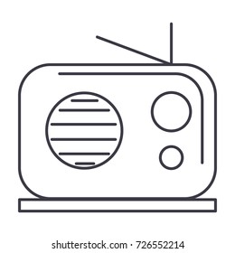 radio reciever vector line icon, sign, illustration on background, editable strokes