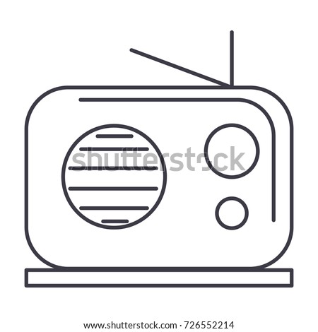 radio reciever vector line icon, sign, illustration on background, editable strokes