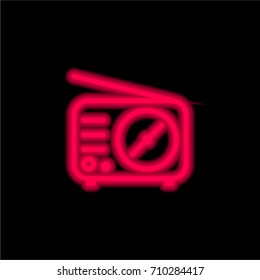 Radio red glowing neon ui ux icon. Glowing sign logo vector