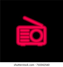 Radio red glowing neon ui ux icon. Glowing sign logo vector