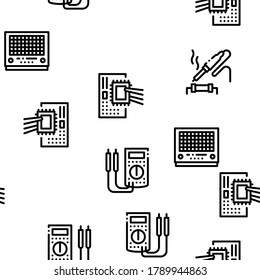 Radio Repair Service Seamless Pattern Vector Thin Line. Illustrations
