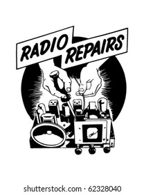 Radio Repairs - Ad Header - Retro Clipart