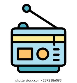 Radio reporter icon outline vector. Tv news. Media studio color flat