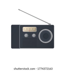 Radio. Retro radio with antenna, vector illustration