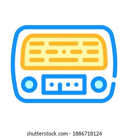 radio retro device line icon vector. radio retro device color sign. isolated symbol illustration