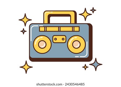 Radio Retro Diseño de Pegatina Plana
