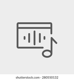 Línea delgada del icono del retro de radio para web y móvil, moderno diseño minimalista plano. Icono vector de gris oscuro sobre fondo gris claro.