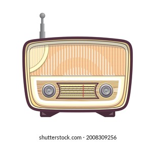 Radio retro isolated on white background with copy space and have clipping path in picture.