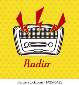 radio retro over dotted background vector illustration