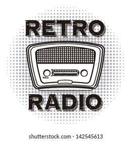 radio retro over dotted background vector illustration