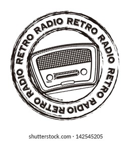 radio retro over grunge background vector illustration