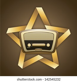 radio retro over grunge background vector illustration
