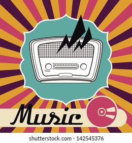 radio retro over grunge background vector illustration
