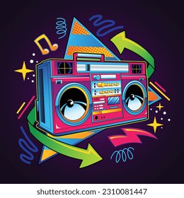 Radio with retro style graphic