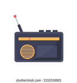 Radio en estilo retro. Icono de radio simple con antena y altavoz