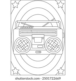 radio retro technology coloring book page for kids and adults creative coloring mindful relaxation activity