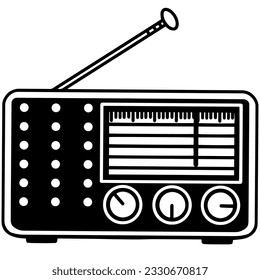 ilustración de vector de radio retro en blanco y negro