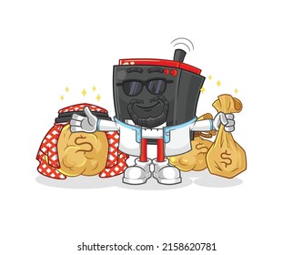 radio rich arabian mascot. cartoon vector