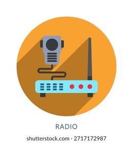 Radio abgerundete flache Farbe Symbol Mini-Illustration, verwenden für moderne Konzept, Druck, UI, UX-Kit, Web-und App-Entwicklung. Vektor verwandt mit Feuerwehrmann, Rettung und mehr