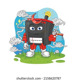 radio samurai cartoon. cartoon mascot vector