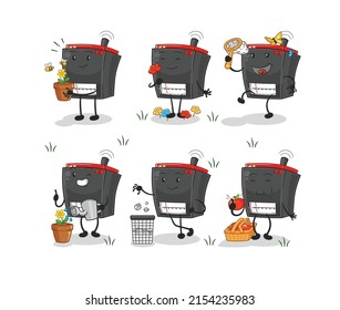 radio save the earth group. cartoon mascot
