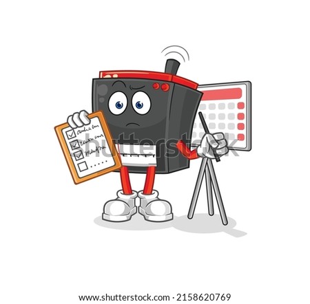 radio schedule list vector. cartoon character