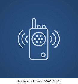 Icono de línea de conjunto de radio para web, móvil e infografías. Icono azul claro del vector aislado en fondo azul.