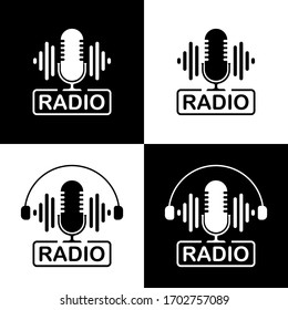 Radio Set. Microphone icon set. Vector illustration.