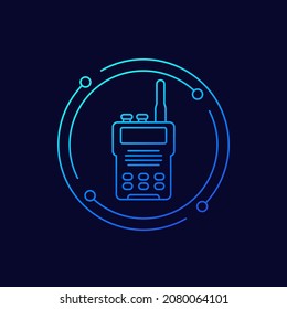 conjunto de radio, icono de vector de línea de transceptor portátil
