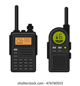 Radio Set Transceiver with Antenna Receiver. Vector