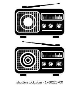 Radio. Set of two radio in glyph style. Flat simple icon. Vector