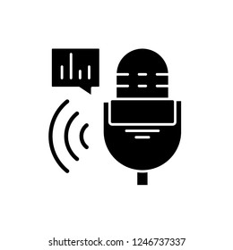 Radio show black icon, vector sign on isolated background. Radio show concept symbol, illustration 