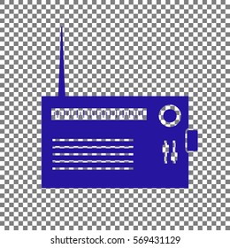 Radio sign illustration. Blue icon on transparent background.