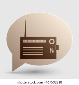 Radio sign illustration. Brown gradient icon on bubble with shadow.