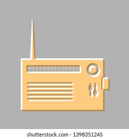 Radio sign illustration. Emboss effect with light orange icon on gray background.
