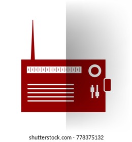 Radio sign illustration. Vector. Bordo icon on white bending paper background.