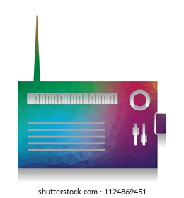 Radio sign illustration. Vector. Colorful icon with bright texture of mosaic with soft shadow on white background. Isolated.