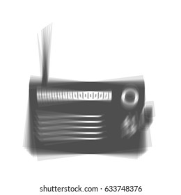 Radio sign illustration. Vector. Gray icon shaked at white background.