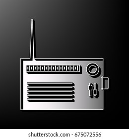 Radio sign illustration. Vector. Gray 3d printed icon on black background.