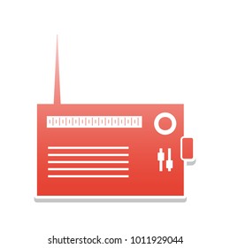 Radio sign illustration. Vector. Reddish icon with white and gray shadow on white background. Isolated.