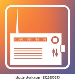 Radio sign illustration. Vector. White icon on transparent button at orange-violet gradient background. - Powered by Shutterstock - Get 15% off with code: PIKWIZARD15