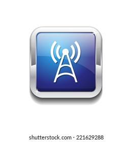 Radio Signal Blue Vector Button Icon